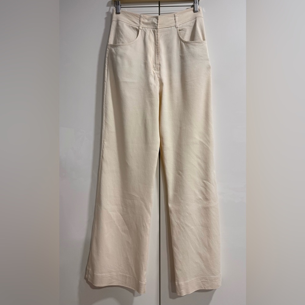 FRAME LINEN HIGH RISE WIDE LEG PANTS SIZE 2